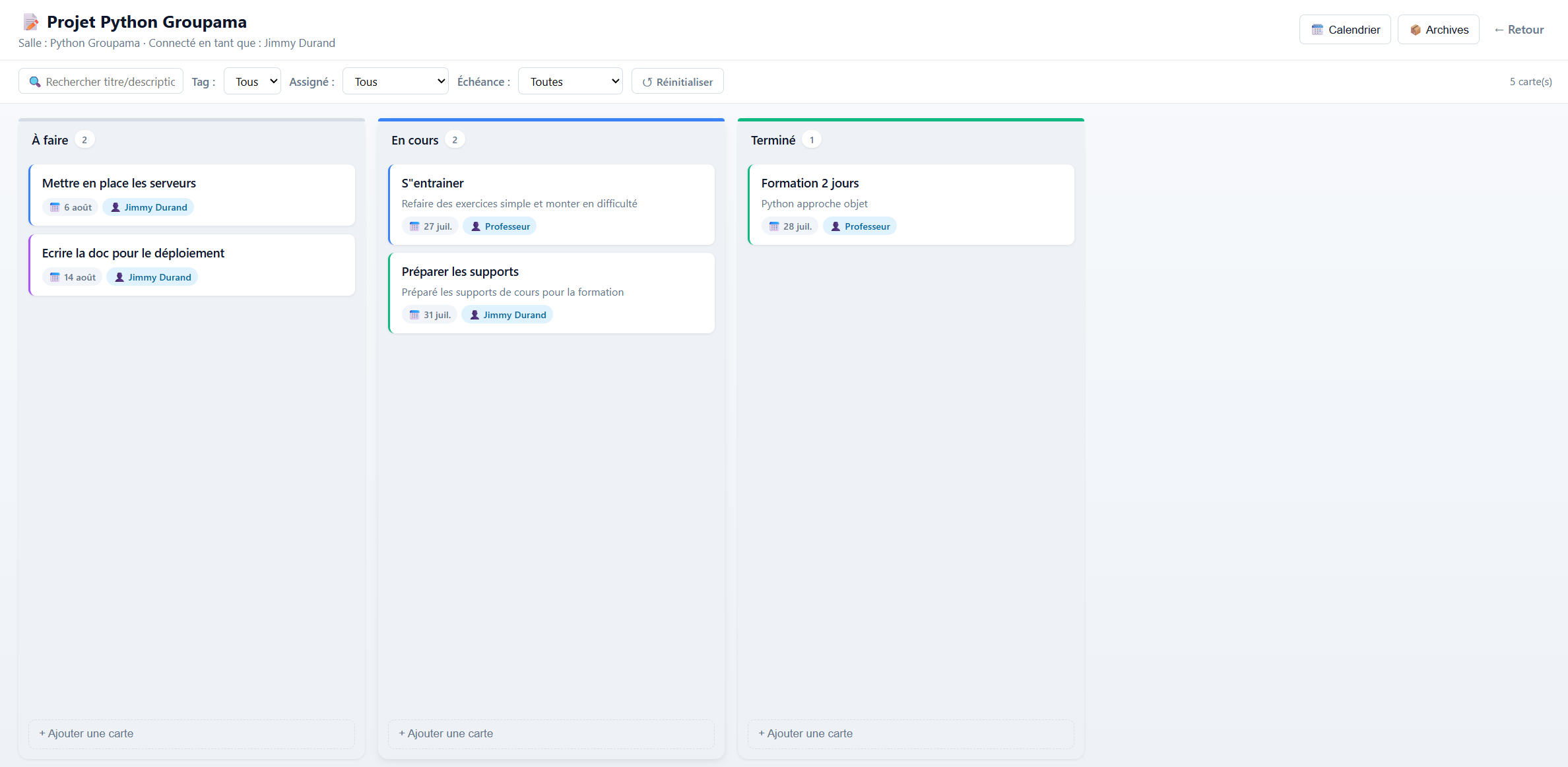 Kanban board